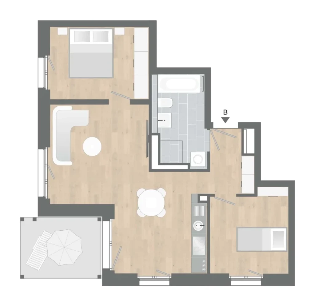 Grundriss Wohnung 32 · Haus C, LOOP 2