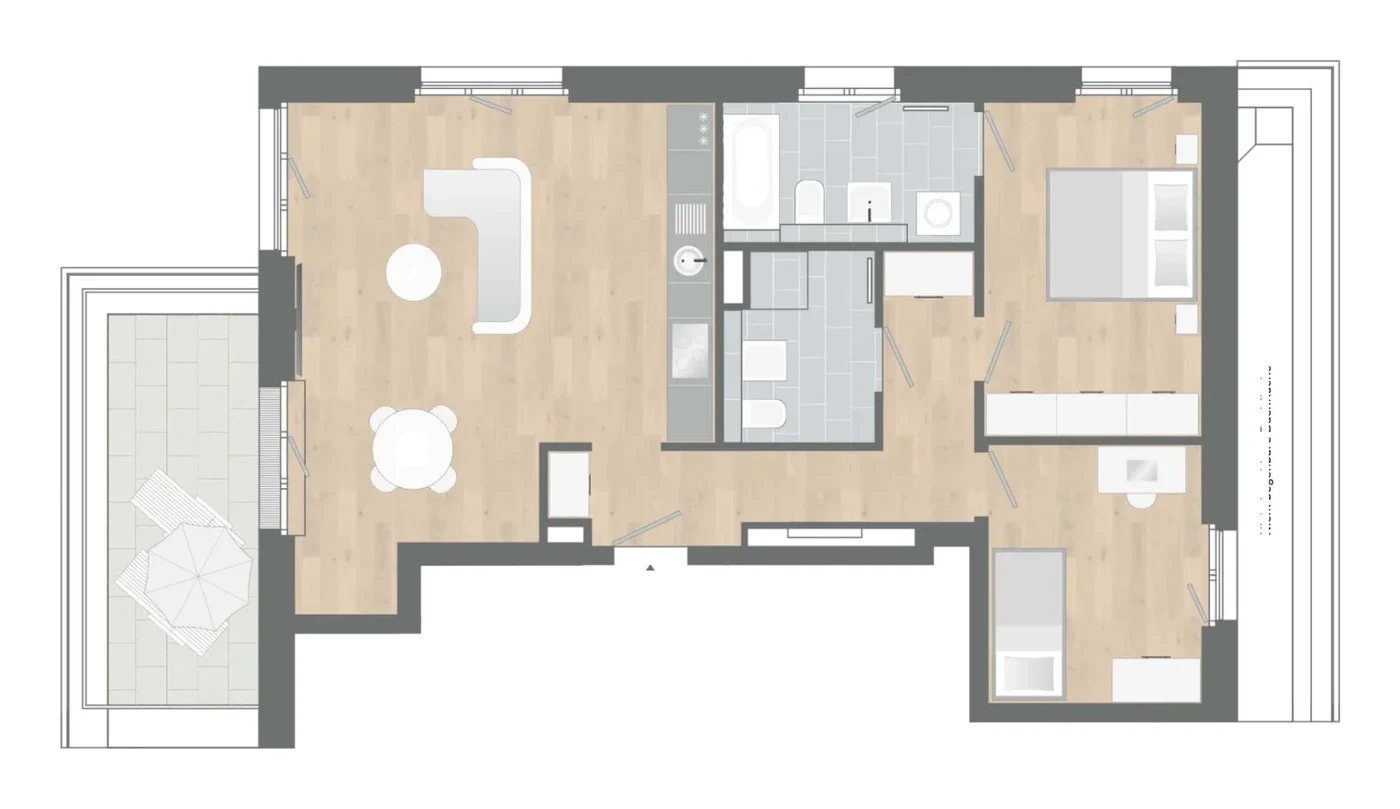 Grundriss Wohnung 36 · Haus C, LOOP 2