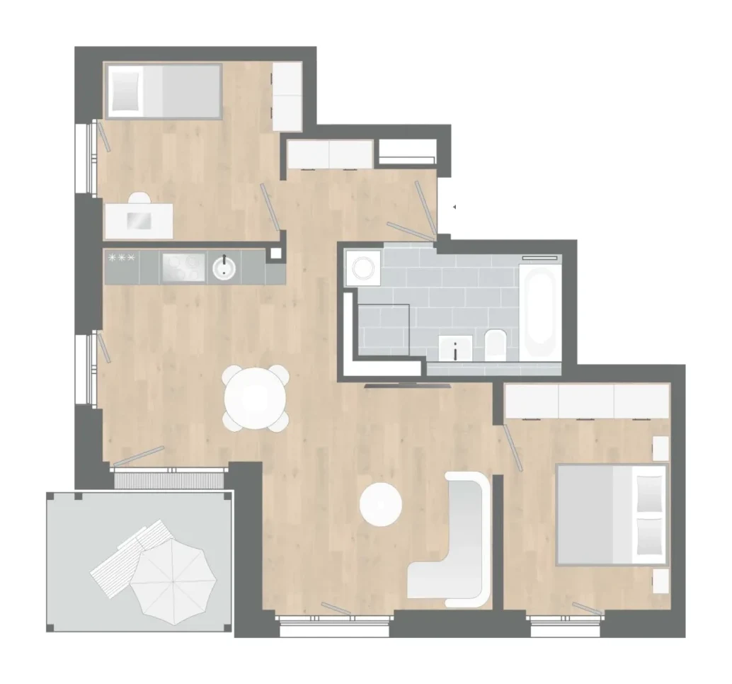 Grundriss Wohnung 65 · Haus G, LOOP 2